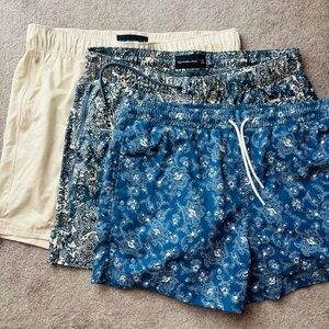 THREE Abercrombie & Fitch Men’s Swim Trunks Lot XL Paisley Floral Print Mesh